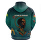 Togo Futuristic Afrocentric Woman Hoodie with Flag and Stars Design