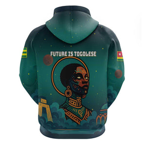 Togo Futuristic Afrocentric Woman Hoodie with Flag and Stars Design