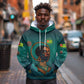 Togo Futuristic Afrocentric Woman Hoodie with Flag and Stars Design