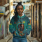 Togo Futuristic Afrocentric Woman Hoodie with Flag and Stars Design