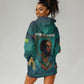 Togo Futuristic Afrocentric Woman Hoodie Dress with Flag and Stars Design