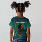 Togo Futuristic Afrocentric Woman Kid T shirt with Flag and Stars Design