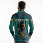 Togo Futuristic Afrocentric Woman Long Sleeve Polo Shirt with Flag and Stars Design