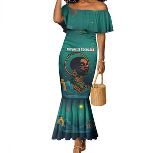 Togo Futuristic Afrocentric Woman Mermaid Dress with Flag and Stars Design