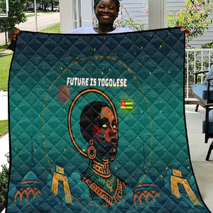 Togo Futuristic Afrocentric Woman Quilt with Flag and Stars Design