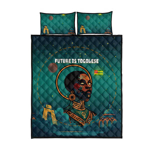 Togo Futuristic Afrocentric Woman Quilt Bed Set with Flag and Stars Design