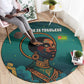 Togo Futuristic Afrocentric Woman Round Carpet with Flag and Stars Design
