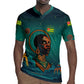 Togo Futuristic Afrocentric Woman Rugby Jersey with Flag and Stars Design