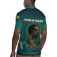Togo Futuristic Afrocentric Woman Rugby Jersey with Flag and Stars Design
