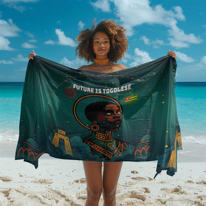 Togo Futuristic Afrocentric Woman Sarong with Flag and Stars Design