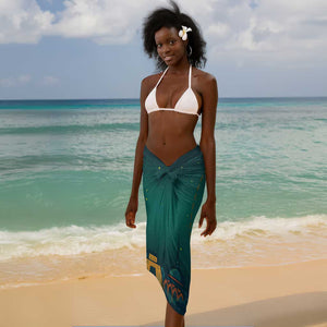 Togo Futuristic Afrocentric Woman Sarong with Flag and Stars Design