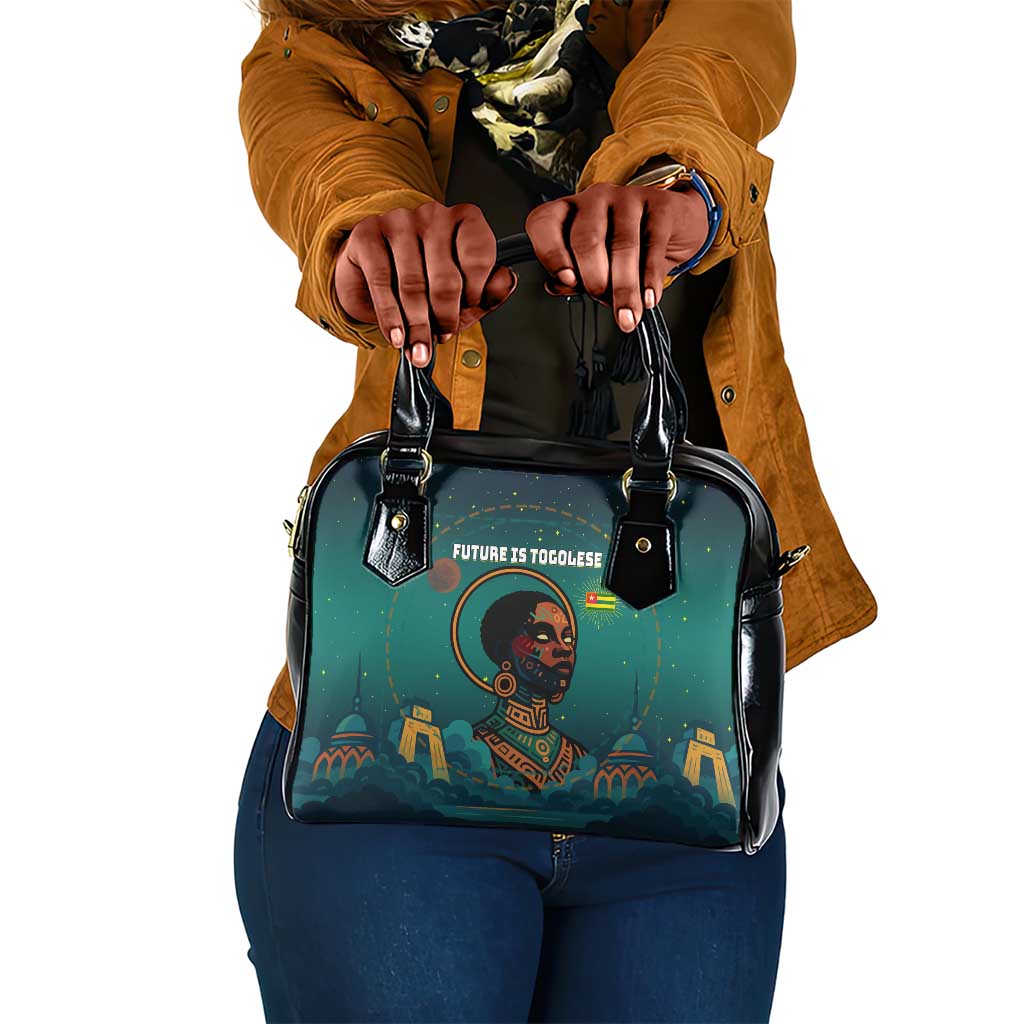 Togo Futuristic Afrocentric Woman Shoulder Handbag with Flag and Stars Design