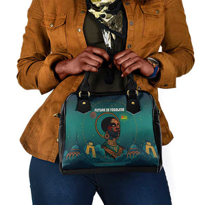 Togo Futuristic Afrocentric Woman Shoulder Handbag with Flag and Stars Design