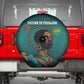 Togo Futuristic Afrocentric Woman Spare Tire Cover with Flag and Stars Design