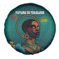 Togo Futuristic Afrocentric Woman Spare Tire Cover with Flag and Stars Design