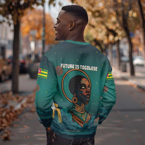 Togo Futuristic Afrocentric Woman Sweatshirt with Flag and Stars Design