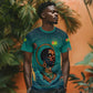 Togo Futuristic Afrocentric Woman T shirt with Flag and Stars Design