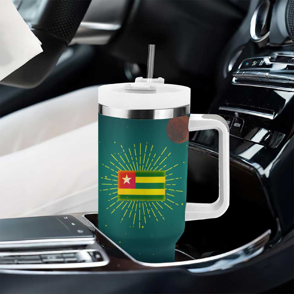 Togo Futuristic Afrocentric Woman Tumbler With Handle with Flag and Stars Design