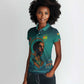Togo Futuristic Afrocentric Woman Women Polo Shirt with Flag and Stars Design