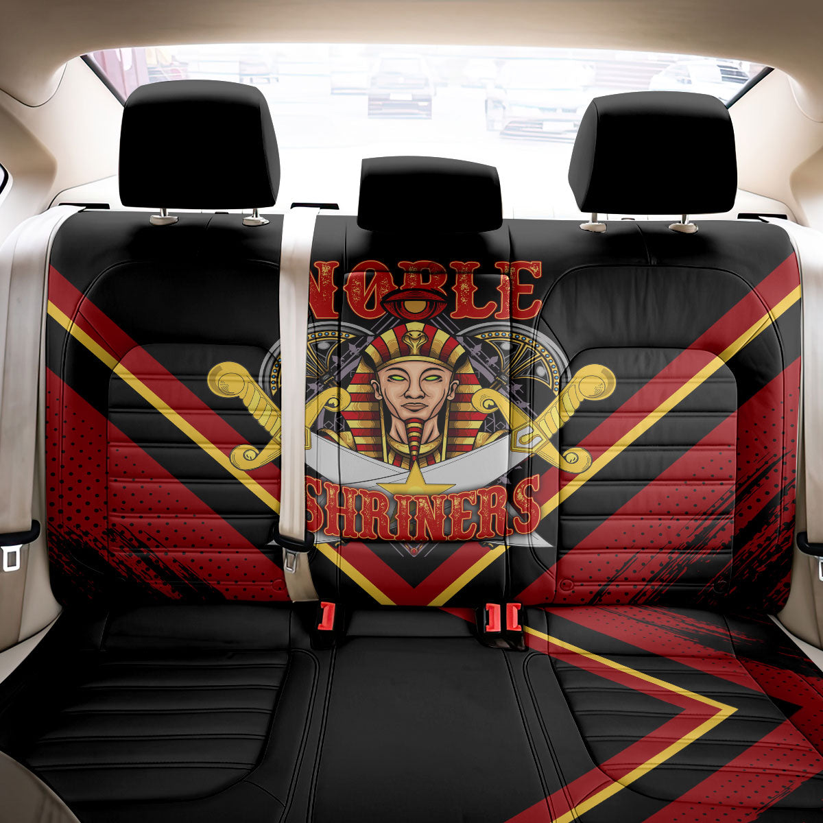 Noble Shriners Back Car Seat Cover Masonic Egyptian Pharaoh Scimitar Emblem