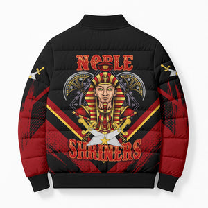 Noble Shriners Bomber Puffer Jacket Masonic Egyptian Pharaoh Scimitar Emblem