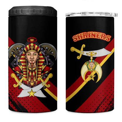 Noble Shriners 4 in 1 Can Cooler Tumbler Masonic Egyptian Pharaoh Scimitar Emblem