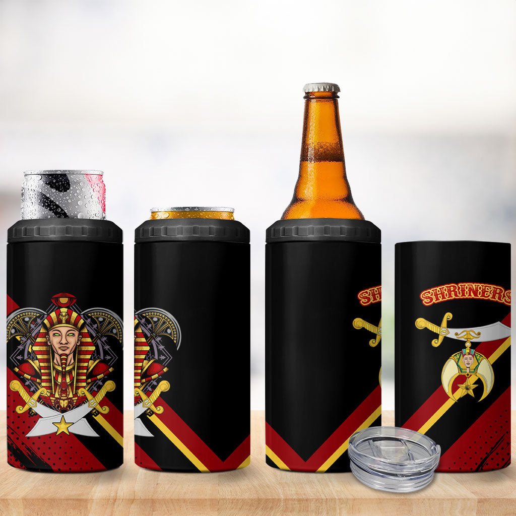 Noble Shriners 4 in 1 Can Cooler Tumbler Masonic Egyptian Pharaoh Scimitar Emblem