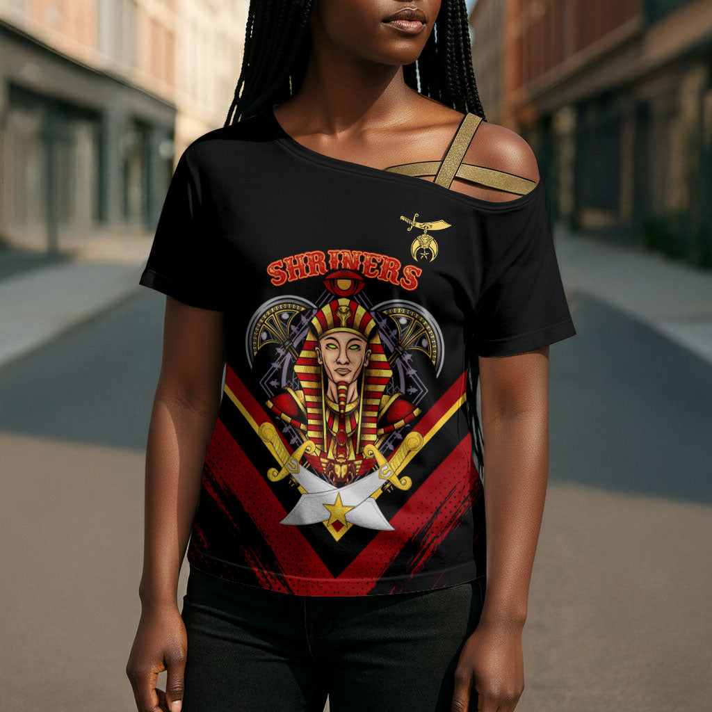 Noble Shriners Cross Shoulder Shirt Masonic Egyptian Pharaoh Scimitar Emblem