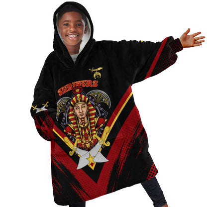 Noble Shriners Kid Wearable Blanket Hoodie Masonic Egyptian Pharaoh Scimitar Emblem