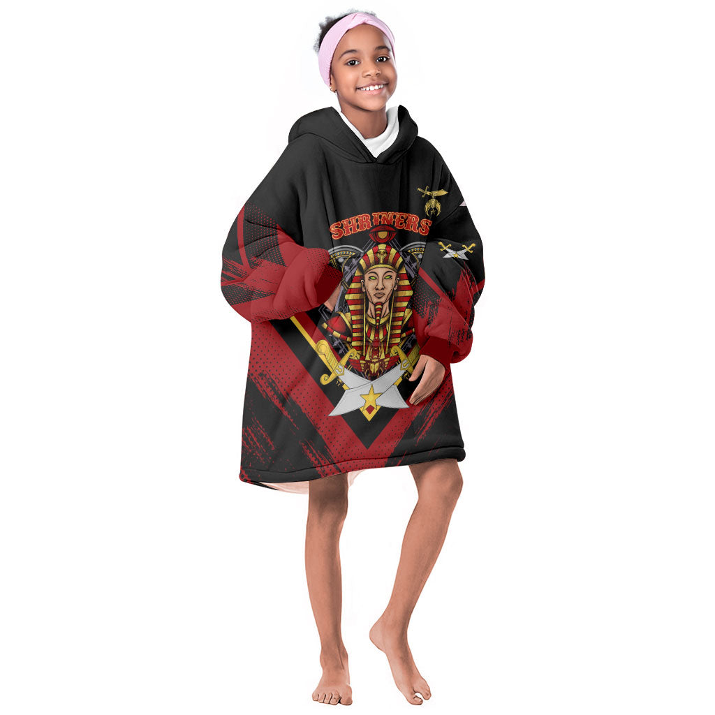 Noble Shriners Kid Wearable Blanket Hoodie Masonic Egyptian Pharaoh Scimitar Emblem