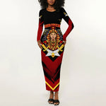 Noble Shriners Long Sleeve Bodycon Dress Masonic Egyptian Pharaoh Scimitar Emblem