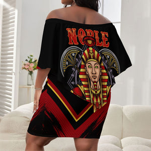 Noble Shriners Off Shoulder Short Dress Masonic Egyptian Pharaoh Scimitar Emblem