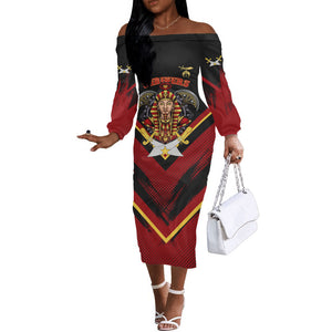Noble Shriners Off The Shoulder Long Sleeve Dress Masonic Egyptian Pharaoh Scimitar Emblem