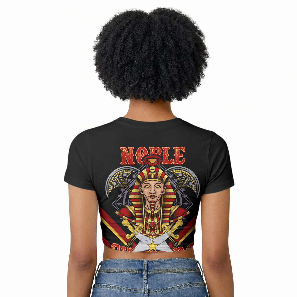Noble Shriners Raglan Cropped T shirt Masonic Egyptian Pharaoh Scimitar Emblem