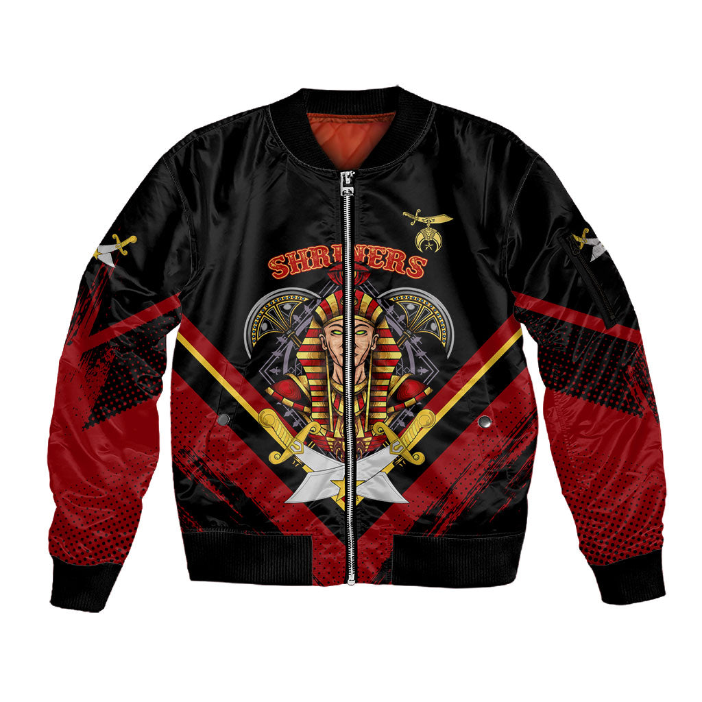 Noble Shriners Sleeve Zip Bomber Jacket Masonic Egyptian Pharaoh Scimitar Emblem