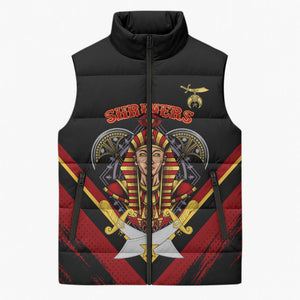 Noble Shriners Sleeveless Puffer Jacket Masonic Egyptian Pharaoh Scimitar Emblem