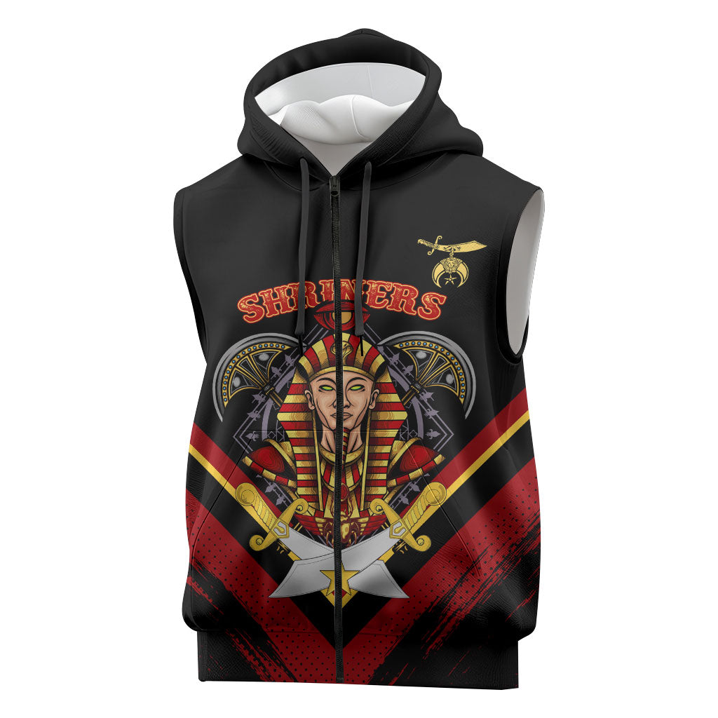 Noble Shriners Sleeveless Zip Hoodie Masonic Egyptian Pharaoh Scimitar Emblem