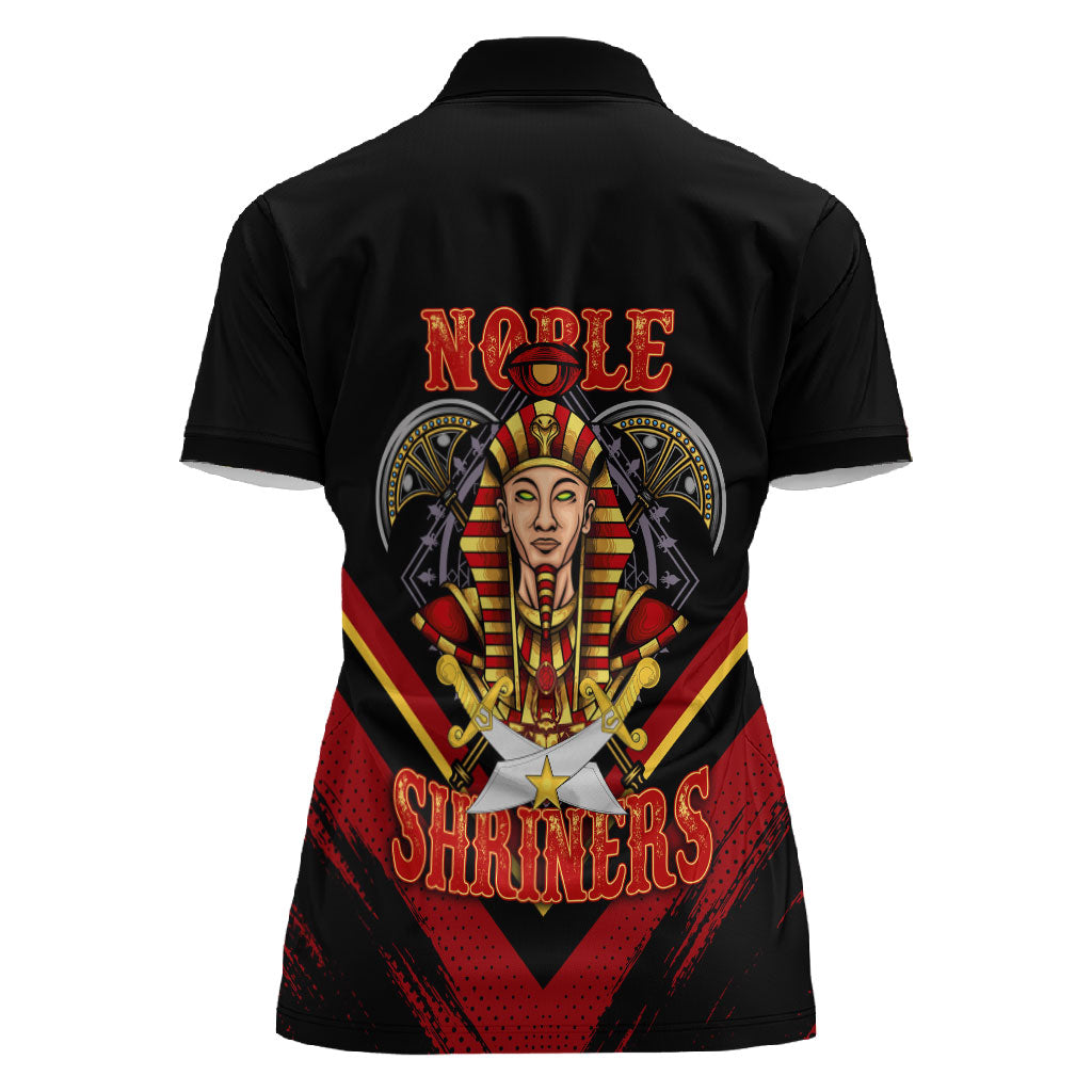 Noble Shriners Women Polo Shirt Masonic Egyptian Pharaoh Scimitar Emblem