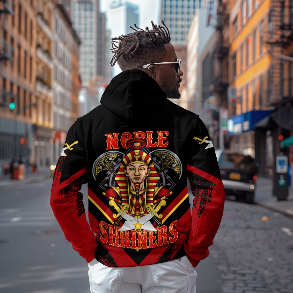 Noble Shriners Zip Hoodie Masonic Egyptian Pharaoh Scimitar Emblem