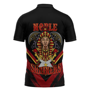 Noble Shriners Zipper Polo Shirt Masonic Egyptian Pharaoh Scimitar Emblem