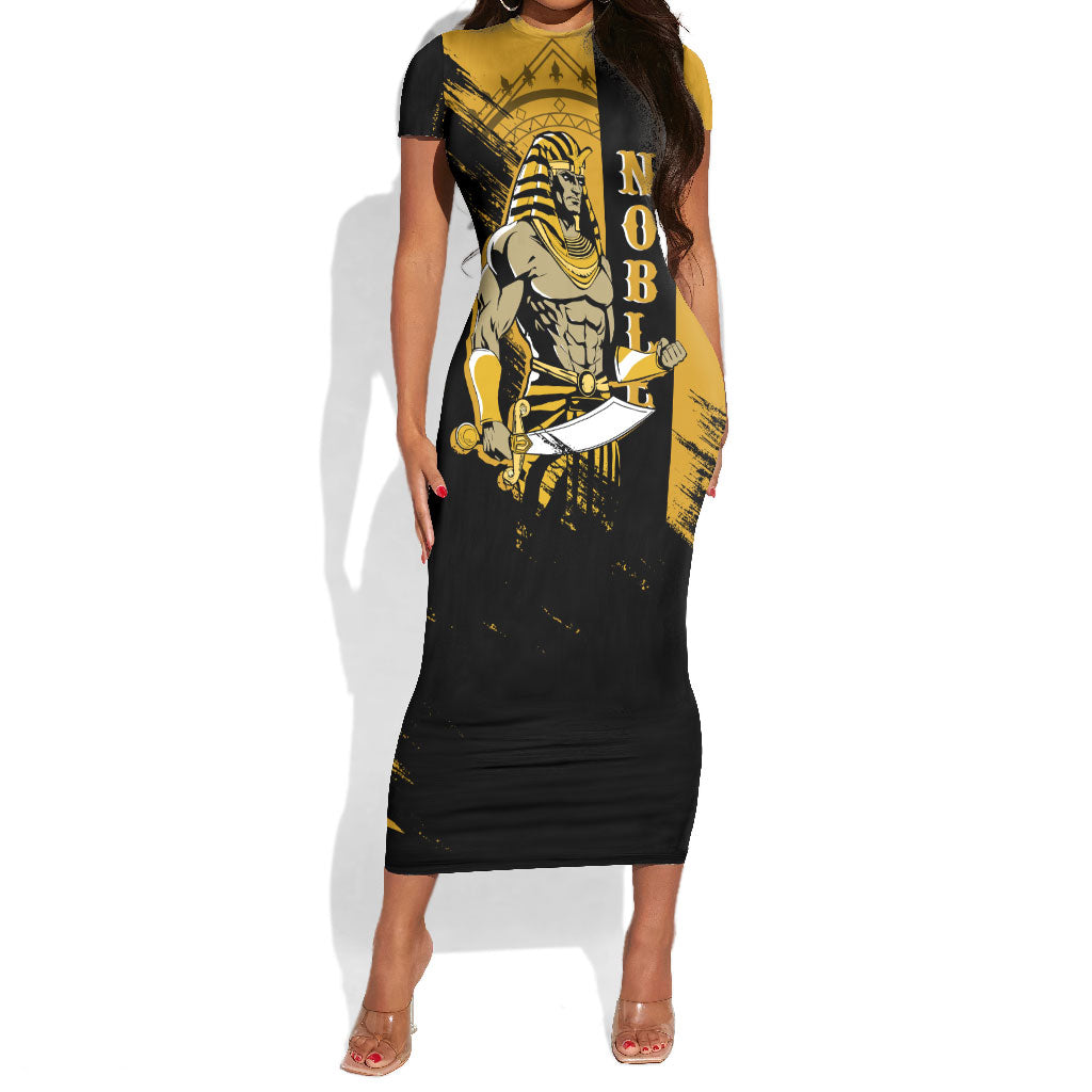 Noble Shriners Short Sleeve Bodycon Dress Egyptian Pharaoh Warrior - Scimitar Sword