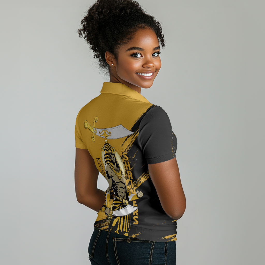 Noble Shriners Women Polo Shirt Egyptian Pharaoh Warrior - Scimitar Sword