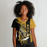 Noble Shriners Women V-Neck T-Shirt Egyptian Pharaoh Warrior - Scimitar Sword