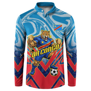 Personalized DR Congo Football Leopard Victory Button Sweatshirt Congolese Soccer Comic Style