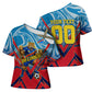 Personalized DR Congo Football Leopard Victory Cross Shoulder Shirt Congolese Soccer Comic Style