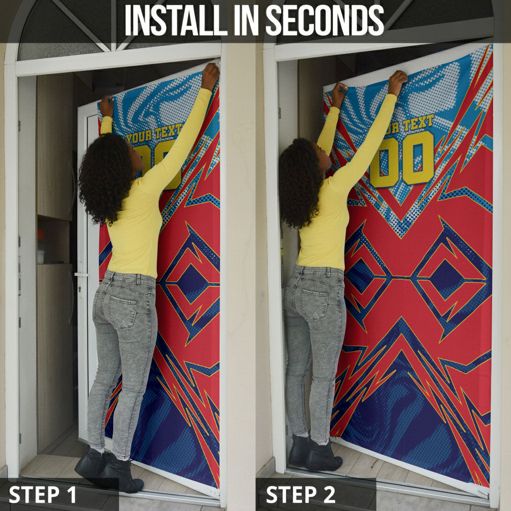 Personalized DR Congo Football Leopard Victory Door Cover Congolese Soccer Comic Style