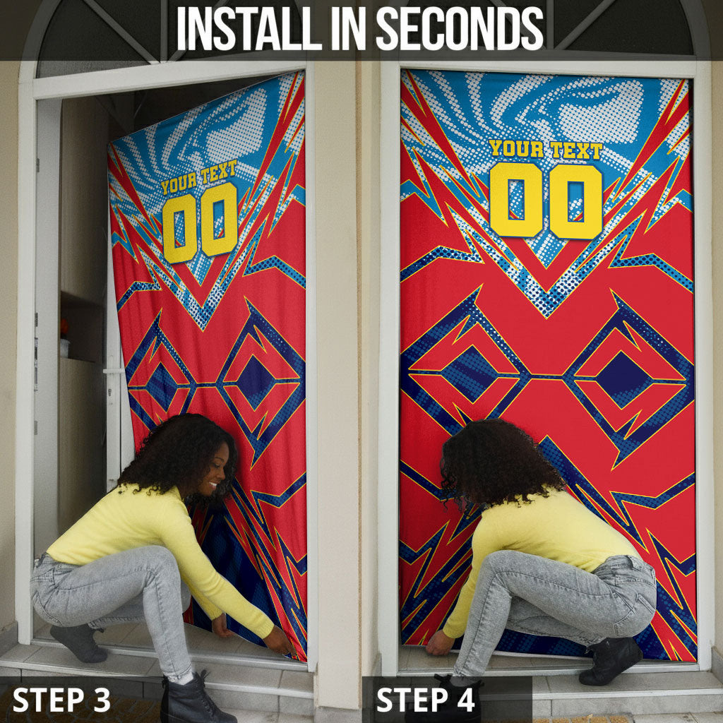 Personalized DR Congo Football Leopard Victory Door Cover Congolese Soccer Comic Style