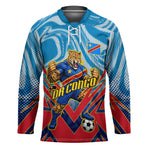 Personalized DR Congo Football Leopard Victory Hockey Jersey Congolese Soccer Comic Style