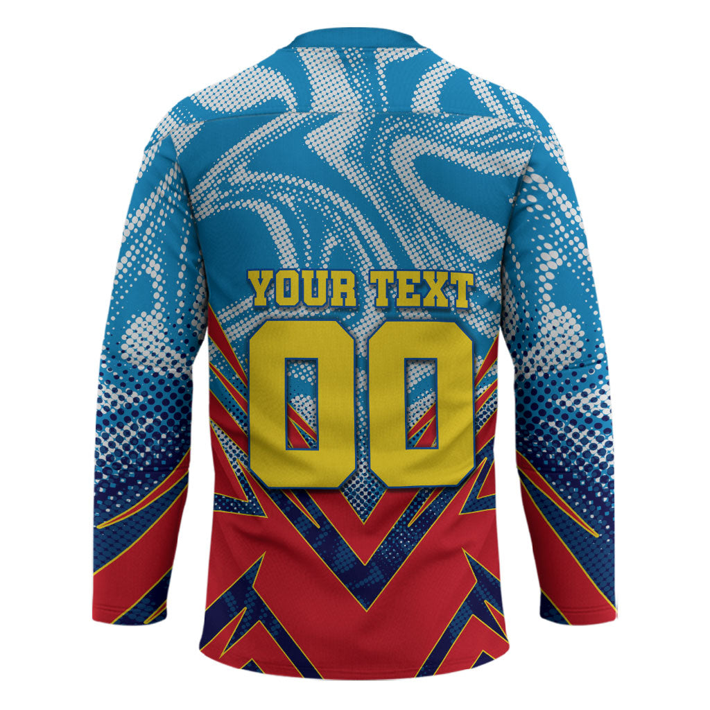 Personalized DR Congo Football Leopard Victory Hockey Jersey Congolese Soccer Comic Style