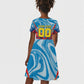 Personalized DR Congo Football Leopard Victory Kid Short Sleeve Dress Congolese Soccer Comic Style
